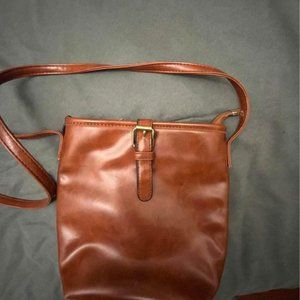 Small Chestnut Vegan Leather Crossbody Bag